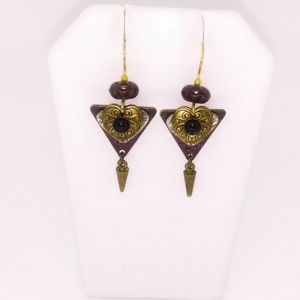 Bronze/Gold Toned Metal Dangling Earrings
